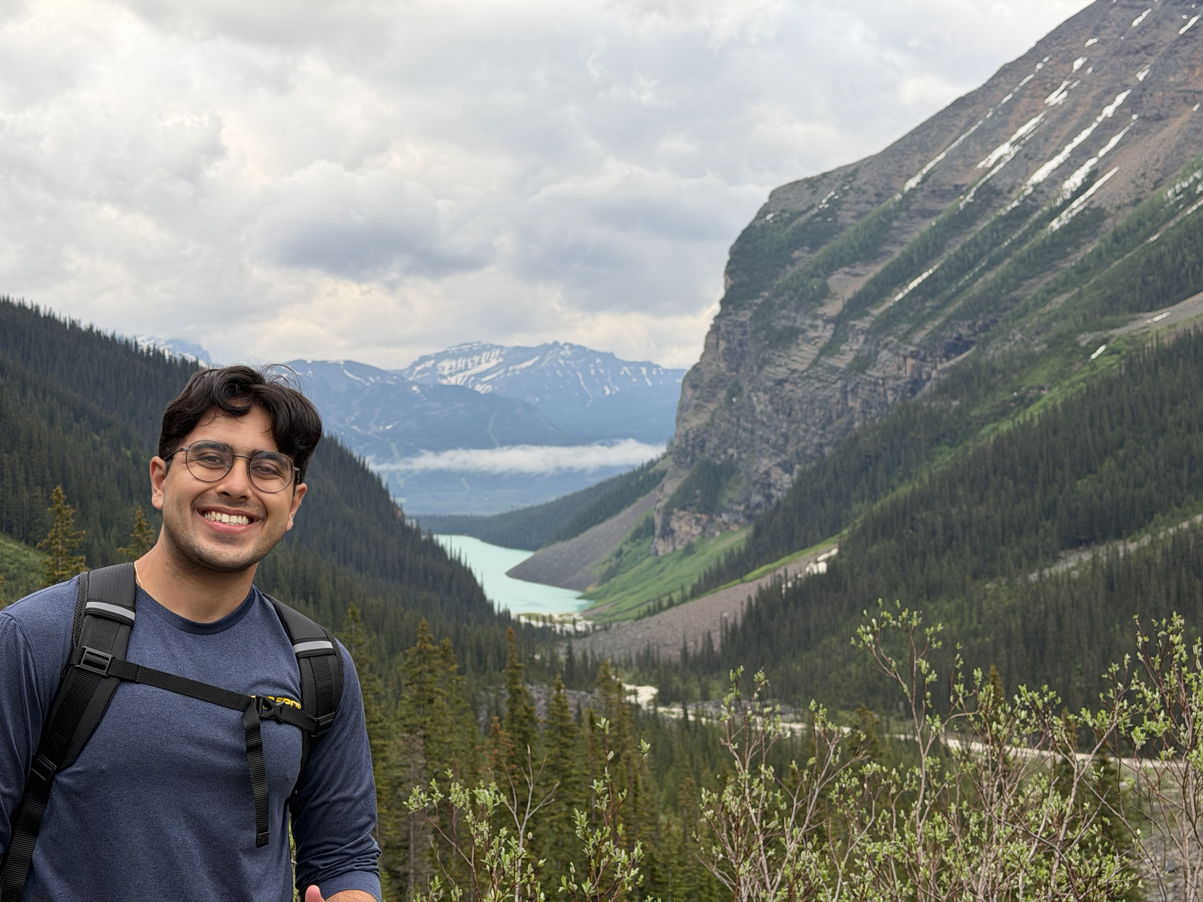 Karan hiking in the mountains